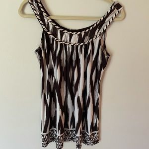 Brown and light beige sleeveless top